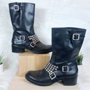 BCBGeneration Studded Leather Halen Moto Boots